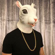 动物马头面具头套 哈士奇狗猩猩面具酒吧cos搞笑驴头抖音表演道具 松鼠【大金链子】