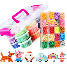 儿童水雾魔珠水晶豆男生女孩DIY手工制作水溶粘珠串拼豆豆拼图饰品益智 13色5700粒套装