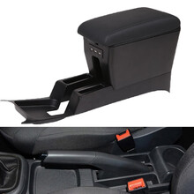 2016款大众polo扶手箱新polo手扶箱2018款新波罗免打孔改装汽车中央原装2017菠萝扶手箱 黑色黑线 真皮款