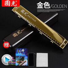 国口琴囗琴乐器大全高级成人专业上海24孔复音调纪念版初学者儿童入门学生自学练习演奏 纪念豪华款土豪金