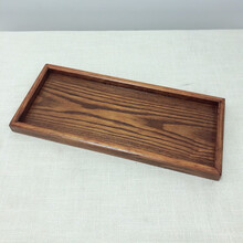 日式托盘 茶色长方形正方形实木盘 酒店茶杯盘 木托盘茶盘茶托盘 餐盘 酒席端菜盘 长方形-外径35*15*2.3cm