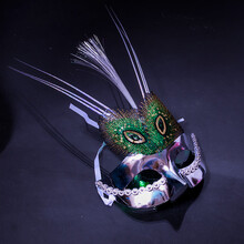 当康 万圣节服装面具道具 儿童大人派对演出化妆舞会表演服饰 闪光威尼斯公主面具银色