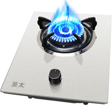 圣太煤气灶单灶家用单个猛火嵌入式台式炉具单眼节能大火力燃气灶 【旋火款】加厚不锈钢面板+煤气阀 液化气
