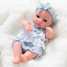 仿真娃娃毛绒玩具婴儿女孩全软胶洋娃娃逼真睡眠会说话唱歌的重生假娃娃公仔玩偶 275-2睁眼 蓝花边（男娃） 248声版