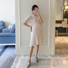 孕妇装夏装外出2019新款网纱蝴蝶结孕妇连衣裙中长款时尚潮妈孕妇裙子夏季宽松透气 白色 M