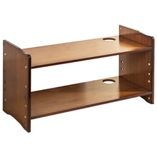 台式垫高电脑显示器增高架子护眼护锥底座托架支架楠竹办公桌面键盘整理收纳置物架子 高款茶色复古增高架长52 层高可调节