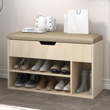 木以成居 换鞋凳 现代简约穿鞋凳 多用途试鞋凳储物收纳鞋柜 白枫木色 LY-4103