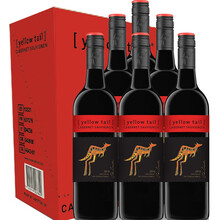 超市	澳洲原瓶进口红酒Yellow Tail黄尾袋鼠葡萄酒 750ml*6支 整箱装 加本力葡萄酒