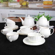 锦凤 欧式咖啡杯套装 景德镇骨瓷咖啡杯碟套具 咖啡杯套装礼盒 英式下午茶茶具套装 15头金边南瓜咖啡具