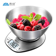 【次日达】香山厨房秤称家用烘焙秤电子秤 0.1g精准不锈钢珠宝称 EK518（银色） 不锈钢厨房秤带盘【1g-5kg  精度值0.1g】