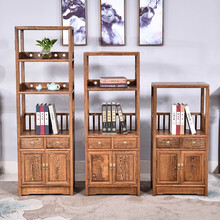 寻古红木家具非洲鸡翅木（学名：非洲崖豆木）茶水柜实木置物架新中式厨房储物柜玄关柜碗碟柜电视柜边茶叶柜 置物架三件套