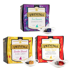 英国Twinings川宁大叶白金系列组合15包*3盒金毫英式早餐红茶英伦茗香伯爵红茶双季大吉岭红茶