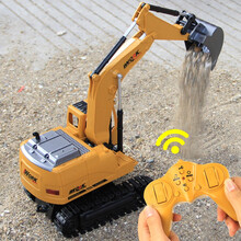 儿童玩具遥控挖掘机玩具8通道工程车合金电动遥控车男孩玩具汽车工程防仿真模型六一儿童节礼物 挖掘机【灵活挖臂+360°旋转+灯光音乐】