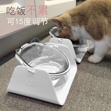 熹宠（XiChong）15°倾斜角猫碗猫盆保护颈椎斜口宠物双碗猫咪猫粮狗狗盆狗碗狗猫食盆用品斜角碗 猫食盆斜口【珍珠白】 1个