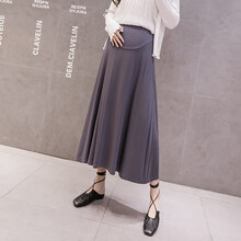 米度丽 孕妇半身裙夏秋季薄款孕妇装秋天裙子宽松打底长裙a字裙潮妈秋装 深花灰 M