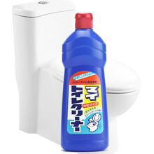 日本原装进口屋久美洁厕灵除臭清洁剂 火箭石硷马桶除菌除垢去尿渍洁厕液去污除垢蓝泡泡液500ml 500毫升1瓶 【拍3瓶送1瓶 请拍数量3】