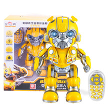 孩之宝变形金刚玩具正版授权大黄蜂电动机器人跳舞灯光音乐儿童电动玩具 遥控版大黄蜂