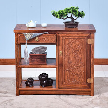 九鲤王府红木家具非洲花梨（学名：刺猬紫檀）实木中式餐边柜歺边柜厨房储物柜碗柜收纳柜茶水柜N 柜右：长80*宽38*高67cm