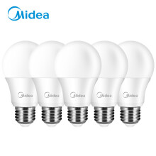 美的（Midea） LED节能灯泡 球泡 6W E27大螺口 5700K 正光色 五只装