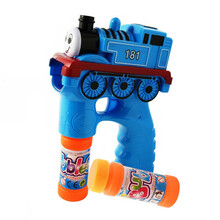 卡通泡泡机泡泡枪玩具电动不漏水电动泡泡机 新款-蓝色-火车（收藏送5袋(送3节5号红精灵)