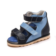 远足专业定制款儿童内八字矫正鞋小孩足外翻XO型腿正步鞋后跟内翻宝宝扁平足马蹄足内翻长短腿踮脚矫正凉鞋 AL131深蓝【留言露/包脚趾】 一对一量足对症定制