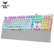 狼蛛（AULA）F2088 机械键盘 有线键盘 游戏键盘 104键背光混光朋克 电脑键盘 笔记本键盘 银白圆键 青轴