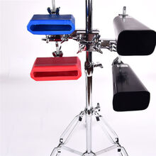 牛铃5寸6寸塑料高低音梆子木鱼连接夹子万能夹专业小打乐器 两个梆子加双杆连接夹子