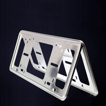 新交规牌照架车牌架外饰汽车车牌托盘改装 加厚不锈钢万能款银色