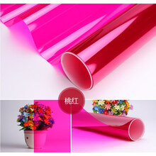 彩色贴膜窗户玻璃贴纸隔热防晒遮光玻璃纸透光透明玻璃贴膜装饰膜 桃 红 110x100cm