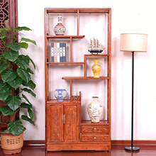 鸿韵天成红木家具非洲花梨（学名：刺猬紫檀）多宝阁博古架 中式实木玄关隔断古董架展示架 单个(长86-宽26-高186cm)