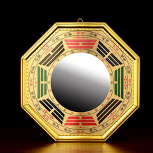 九宫八卦镜纯黄铜合金凸镜凹面镜八卦镜凸镜家用门口挂放 九宫凸镜 大号：直径20.5cm