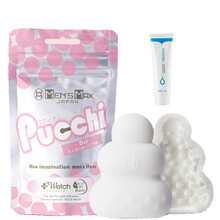 谜姬（Mizz zee） 日本男用迷你软胶自慰蛋便携式迷你足控充气丝袜拉伸飞机杯 粉色-圆点型+60ml润滑