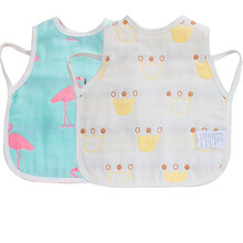 棉加加（Cotton++）【新品】婴儿童加大口水巾围嘴防水饭兜宝宝可调节背心式反穿罩衣纯棉纱布围兜 皇冠+火烈鸟/不防水 背心式围嘴27*30厘米/3个月-3岁