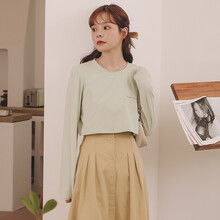 米度丽 哺乳衣上衣孕妇装春夏款哺乳装外出喂奶服产后t恤打底衫潮妈春装 MOMO 6919 豆绿色 L码