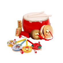 5 6 7 8 9 10牛皮鼓 红锣鼔 儿童鼓 幼儿园腰鼓 大鼓 流行传统花鼓敲打击乐器 8寸牛皮鼓+大镲