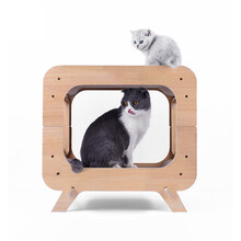猫抓板猫窝立式纸箱磨爪器蹭痒耐磨木瓦楞纸猫咪电视机玩具 方形电视机款