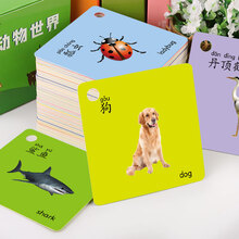 动物卡片0-5岁婴幼儿童宝宝启蒙早教卡片动物世界趣味识图认知 54张动物卡