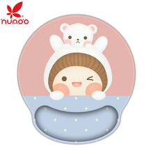 花朵 可爱卡通锁边护腕鼠标垫创意办公护腕记忆棉腕垫 DIY游戏垫 小熊女孩（车线）