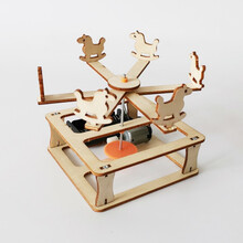 畅高电动旋转木马DIY科技小制作材料包中小学生科学实验小发明作业比赛儿童创意手工拼装益智玩具 电动旋转木马【材料包】+电池