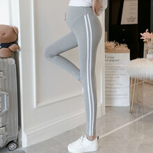 纯棉孕妇打底裤春秋外穿可调节孕妈托腹打底裤子高腰孕妇装 YLY103灰色 托腹打底裤 M码建议90-115斤