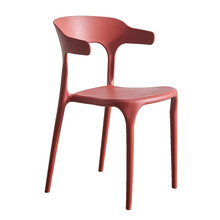 菲达森 北欧休闲现代简约餐椅创意成人彩色塑料椅子餐厅靠背家用靠背椅休闲椅子塑料椅牛角椅  2把起发 加厚酒红 2把起发