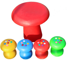 幼儿园创意蘑菇圆桌凳 儿童学习课桌凳 亲子园塑料桌凳 幼教