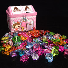 儿童串珠手工diy制作材料宝石玩具手链项链女孩穿珠礼物益穿珠子 粉色房子+大小宝石60颗 加弹力线