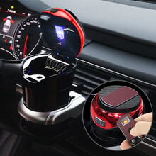 舜安特 创意汽车用品多功能车用烟灰缸悬挂式带盖高亮LED灯车上车内通用个性车载烟灰缸 （送杯架.杯刷.滤烟嘴）夕光红【高配点烟款】