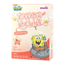 beakid 美国Beakid海绵宝宝不添加白砂糖和食盐10种谷物泡芙小星 42g 苹果胡萝卜味