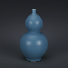 【芠拉】清乾隆天蓝釉葫芦瓶 古董古玩景德镇仿古做旧瓷器收藏品摆件