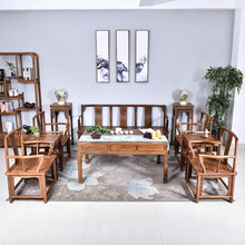 寻古红木家具非洲鸡翅木（学名：非洲崖豆木）沙发实木客厅中式明清古典沙发椅组合 八件套