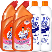 威猛先生(Mr Muscle)洁厕液 洁厕灵花香马桶清洁剂除污渍污垢剂去尿垢清香型卫生间除臭强力去污 5合1洁厕600g(2瓶)+清香洁厕液480g*2