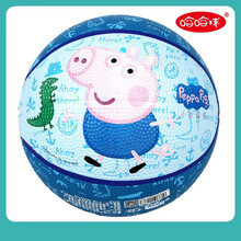 小猪佩奇皮球橡胶球小篮球玩具拍拍球1-3岁儿童玩具球3号篮球宝宝投篮架用球配气筒气针 小猪佩奇3号球蓝色+打气筒+球针