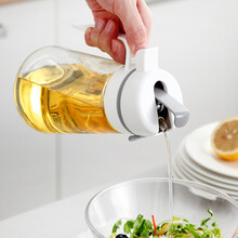 SenseYo防漏玻璃油壶 厨房装油罐倒酱油醋瓶家用自动开盖调料瓶 白色/单只